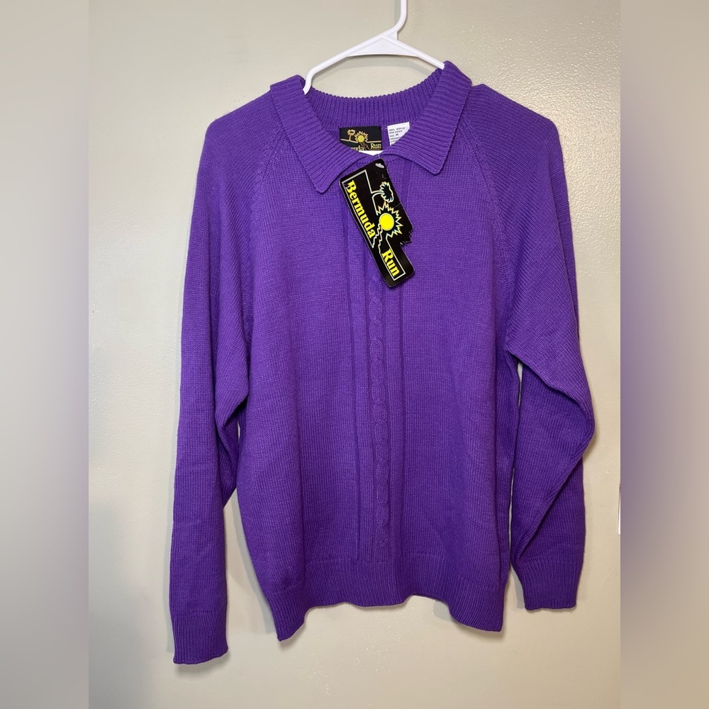 American Vintage Womens Cable Knit Sweater Purple Granny M NWT